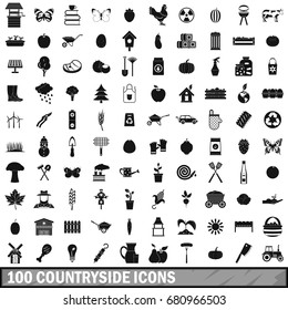 100 countryside icons set in simple style for any design vector illustration