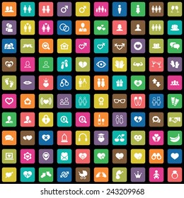 100 couple icons big universal set 