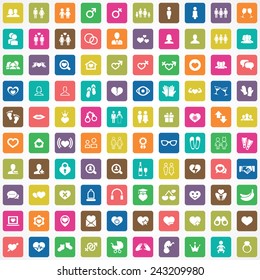 100 couple icons big universal set 