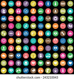 100 couple icons big universal set 