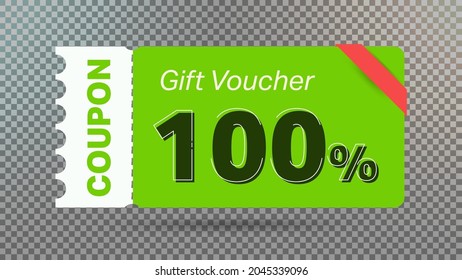 100% coupon promotion sale for website, internet ads, social media. Big sale and super sale coupon code 100 percent discount gift voucher coupon vector illustration summer offer ends weekend holiday