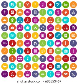 100 craft icons set in different colors circle isolated vector illustration