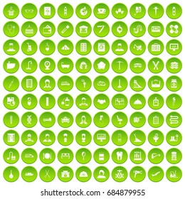 100 craft icons set green