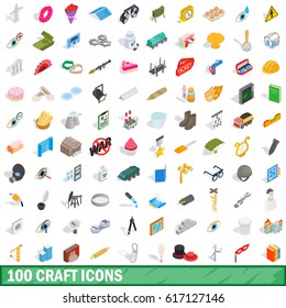 100 craft icons set in isometric 3d style for any design vector illustration