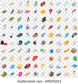 100 craft icons set in isometric 3d style for any design vector illustration