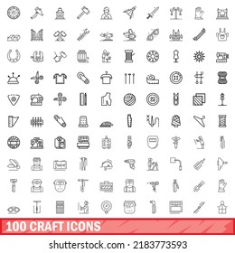 100 craft icons set. Outline illustration of 100 craft icons vector set isolated on white background