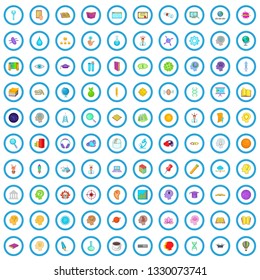100 creative idea icons set in cartoon style for any design vector illustration