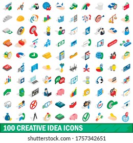 100 creative idea icons set in isometric 3d style for any design vector illustration