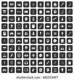 100 creative idea icons set in black color isolated vector illustration