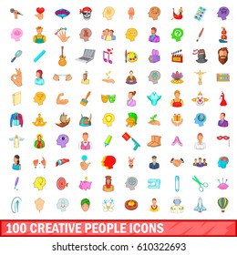 100 creative people icons set in cartoon style for any design vector illustration