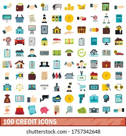 100 credit icons set in flat style for any design vector illustration