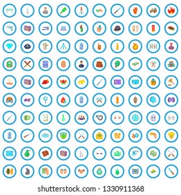 100 crime icons set in cartoon style for any design vector illustration