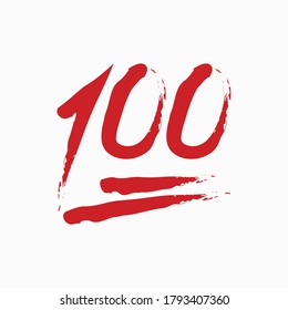 100 crore number vector clipart illustration for badge or sticker. Ink style red one hundred symbol for social media phone app design. 100 points sign for success web tag. Scoreboard element. V1