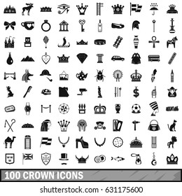 100 crown icons set in simple style for any design vector illustration