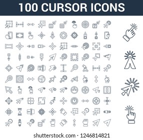 100 cursor universal linear icons set with Select, Click, Cursor, Drag, Scroll, Hold