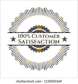 100% Customer Satisfaction arabesque emblem. arabic decoration.