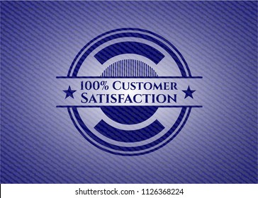 100% Customer Satisfaction badge with denim texture