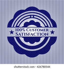 100% Customer Satisfaction badge with jean texture