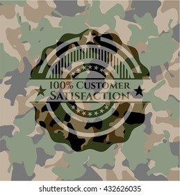 100% Customer Satisfaction camouflaged emblem