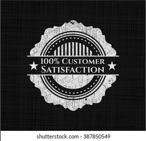 100% Customer Satisfaction chalk emblem written on a blackboard