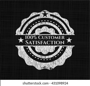 100% Customer Satisfaction chalk emblem, retro style, chalk or chalkboard texture