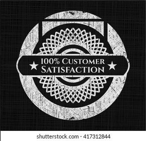 100% Customer Satisfaction chalkboard emblem on black board