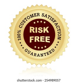 100% customer satisfaction guaranteed stamp with risk free text on center 