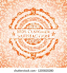 100% Customer Satisfaction orange mosaic emblem
