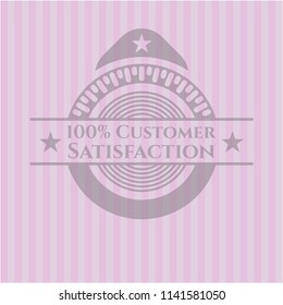 100% Customer Satisfaction pink emblem