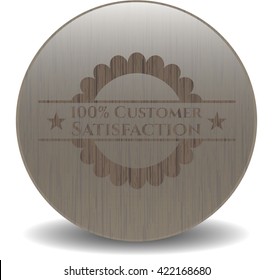 100% Customer Satisfaction realistic wooden emblem