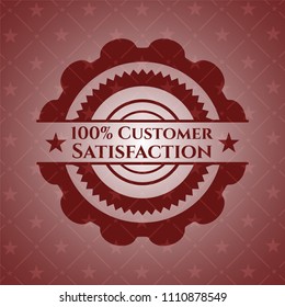 100% Customer Satisfaction red emblem. Retro