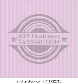 100% Customer Satisfaction retro style pink emblem
