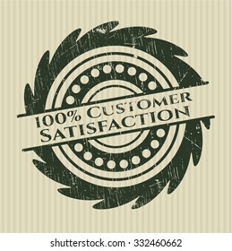 100% Customer Satisfaction rubber stamp with grunge texture