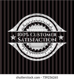 100% Customer Satisfaction silver emblem or badge