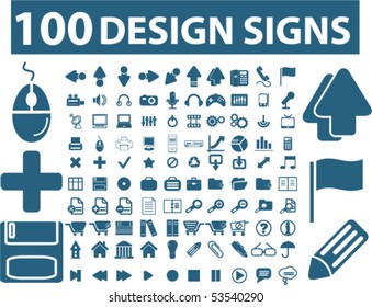 100 süße Designzeichen. Vektorgrafik