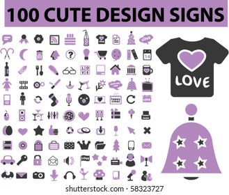 100 cute design signs. vector