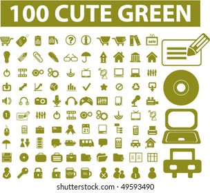 100 lindos signos verdes. vectorial