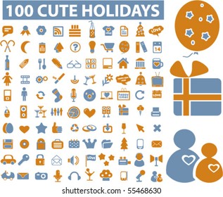 100 sinais de feriados bonitos. vetor