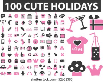 100 cute holidays. vector