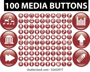 100 botones de medios bonitos. vector
