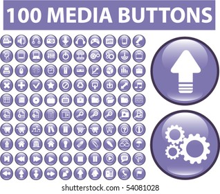 100 botones de medios bonitos. vector