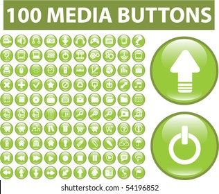 100 cute media buttons. vector