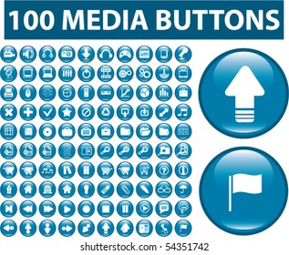 100 botones de medios bonitos. vector