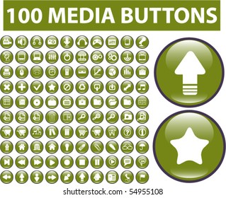 100 cute media buttons. vector
