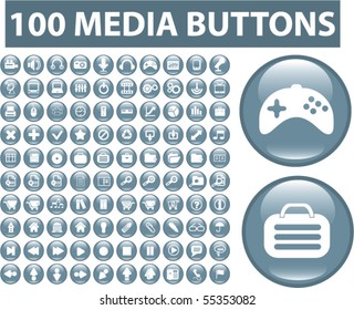 100 cute media buttons. vector