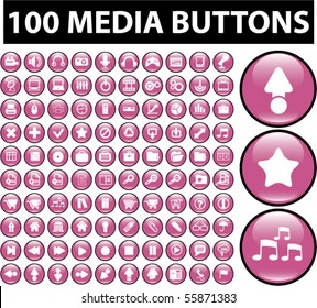 100 botones de medios bonitos. vector