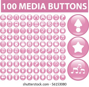 100 botones de medios bonitos. vector