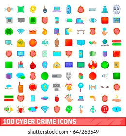 100 cyber crime icons set in cartoon style for any design vector illustration