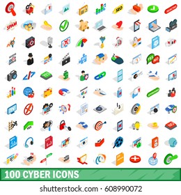 100 iconos de ciberhackers establecidos en estilo 3d isométrico para cualquier diseño. Iconos isométricos de 3d hacker para cualquier diseño