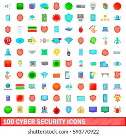 100 cyber security icons set in cartoon style for any design vector illustration